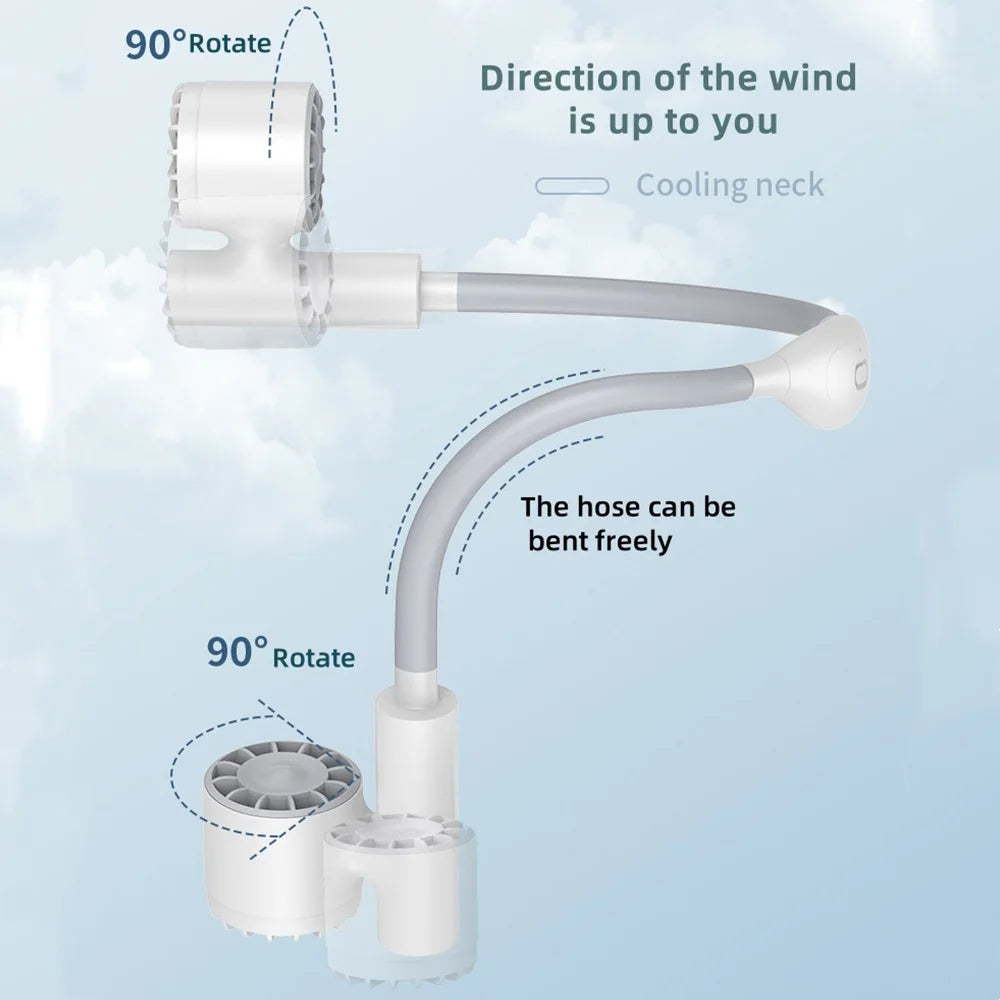 Lightweight Halter Neck Air Cooling Fan USB Rechargeable Outdoor Travel Sport Portable Wearable Mini Hanging Neck Fan 3Gear Wind