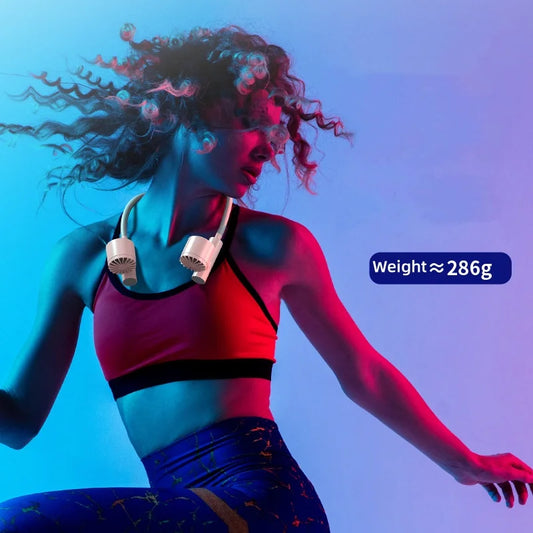Lightweight Halter Neck Air Cooling Fan USB Rechargeable Outdoor Travel Sport Portable Wearable Mini Hanging Neck Fan 3Gear Wind